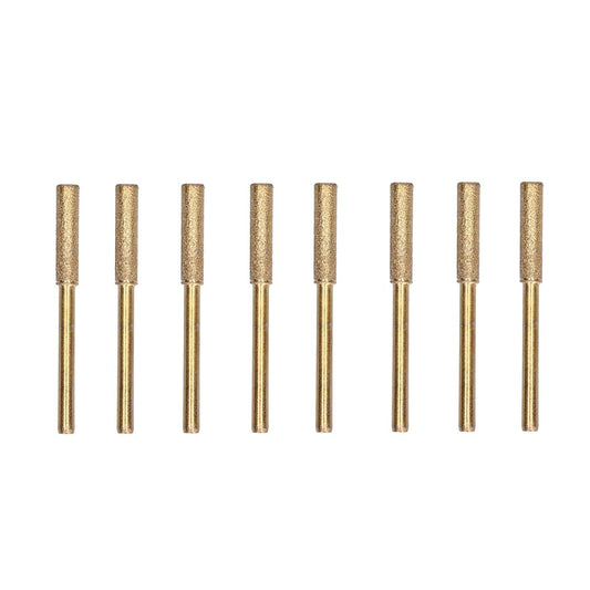 Saw sharpener sharpening stones, gold abrasive cylinders on metal stems