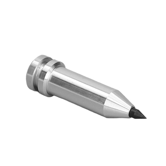 Metal engraving tool with conical black tip and threaded silver collar