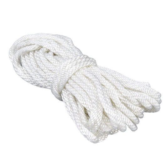 White nylon recoil starter rope coil with tied loop ends, 3mm