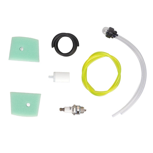 Chainsaw tune-up kit: foam air filters, fuel lines, black rubber seal, primer bulb, spark plug