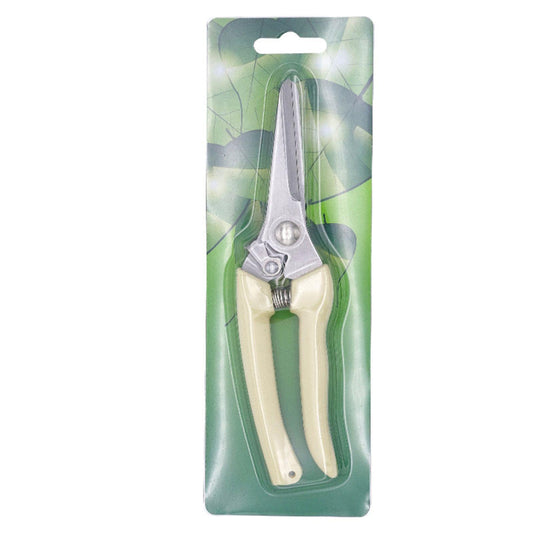 Garden shears with cream handles and silver straight blades