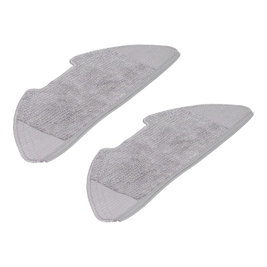 Grey microfiber mop pad set, two curved pads shown from an angled side view