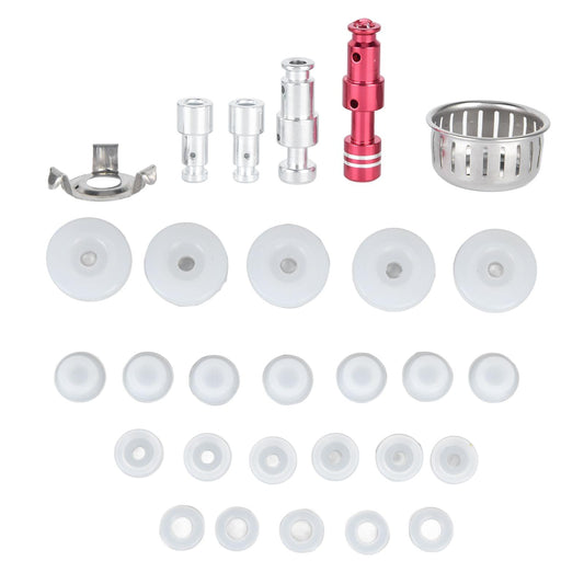 Electric pressure cooker accessory set with float valve, gasket discs, anti-blocking bracket, and strainer