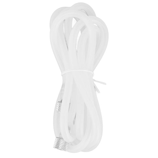 White silicone airbrush hose, neatly coiled with visible metal fitting ends.