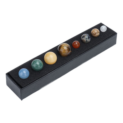 8 Planets Crystal Ornament Home Desktop Sphere Galactic Planets Decoration for Healing Meditation
