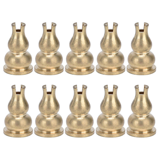 Set of 10 gourd-shaped brass incense holders, gold finish, upright
