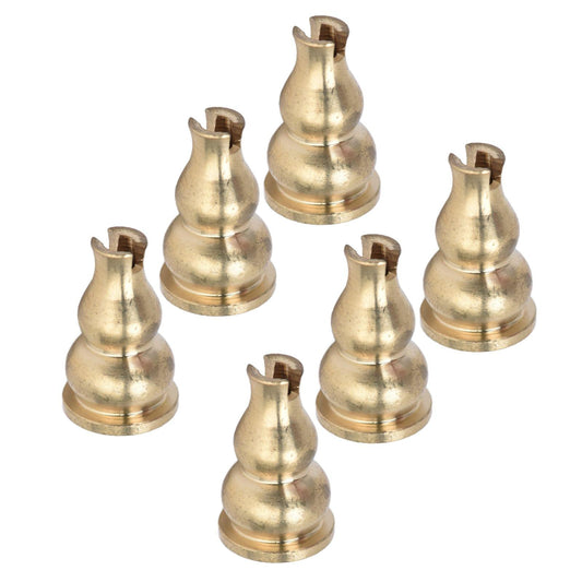 Set of 10 brass gourd-shaped incense holders, gold tone, angled view