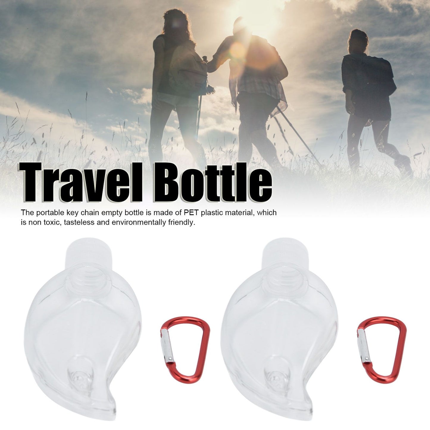 2Set 50ml Travel Bottle with Keychain Flip Cap Plastic Liquid Bottle Refillable Leakproof Transparent Squeeze ContainerMaple Leaf