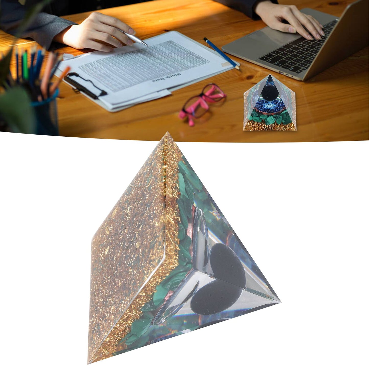 Orgone Pyramid Exquisite Healing Energized Gemstones Pyramids for Home Offices Bedroom