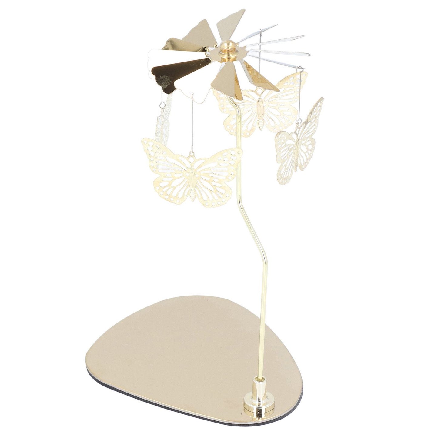Candle Holder Round Triangle Tray Romantic European Style Stainless Steel Rotating Aromatherapy Wind Chime Candle Holder Butterfly