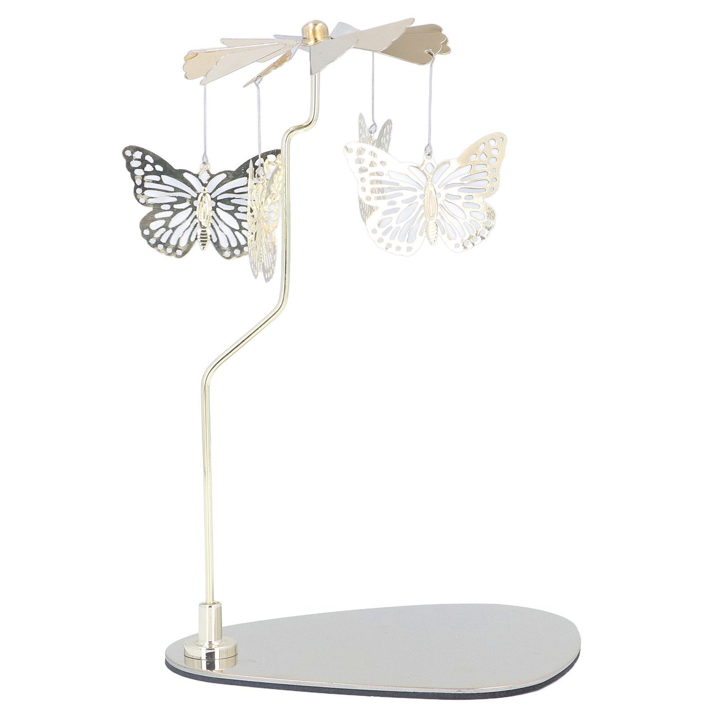 Candle Holder Round Triangle Tray Romantic European Style Stainless Steel Rotating Aromatherapy Wind Chime Candle Holder Butterfly