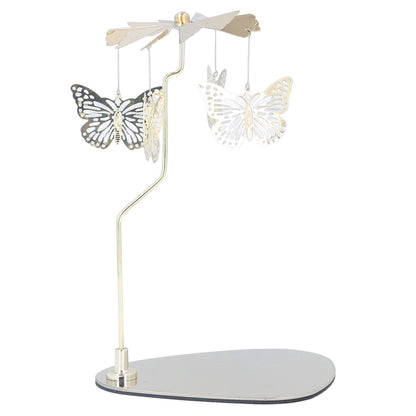 Candle Holder Round Triangle Tray Romantic European Style Stainless Steel Rotating Aromatherapy Wind Chime Candle Holder Butterfly