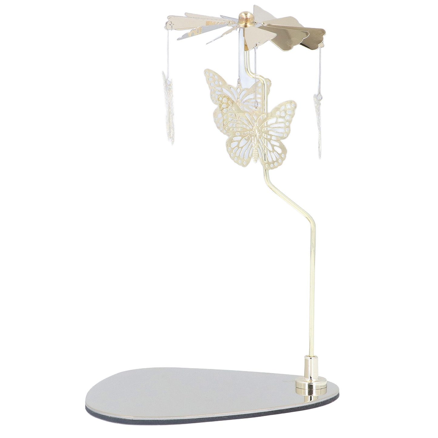 Candle Holder Round Triangle Tray Romantic European Style Stainless Steel Rotating Aromatherapy Wind Chime Candle Holder Butterfly