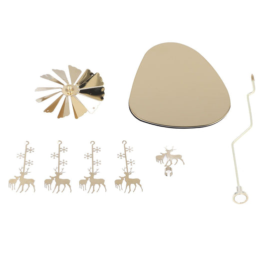 Rotating candle holder stand with snowflake and deer charms, round base, hanging hook