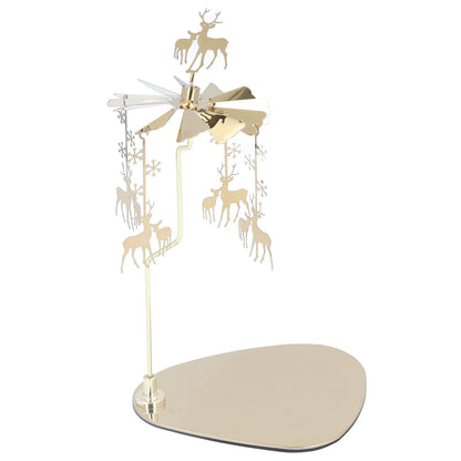 Candle Holder Round Triangle Tray Romantic European Style Stainless Steel Rotating Aromatherapy Wind Chime Candle Holder Snowflake Deer