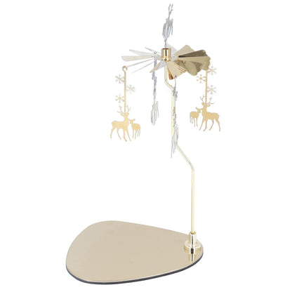Candle Holder Round Triangle Tray Romantic European Style Stainless Steel Rotating Aromatherapy Wind Chime Candle Holder Snowflake Deer