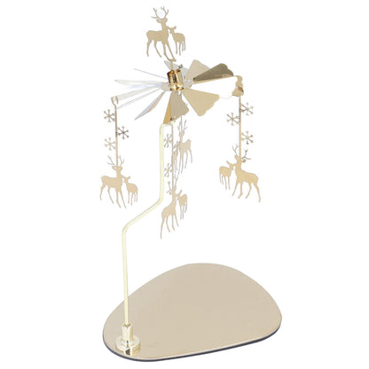 Candle Holder Round Triangle Tray Romantic European Style Stainless Steel Rotating Aromatherapy Wind Chime Candle Holder Snowflake Deer