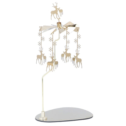 Candle Holder Round Triangle Tray Romantic European Style Stainless Steel Rotating Aromatherapy Wind Chime Candle Holder Snowflake Deer