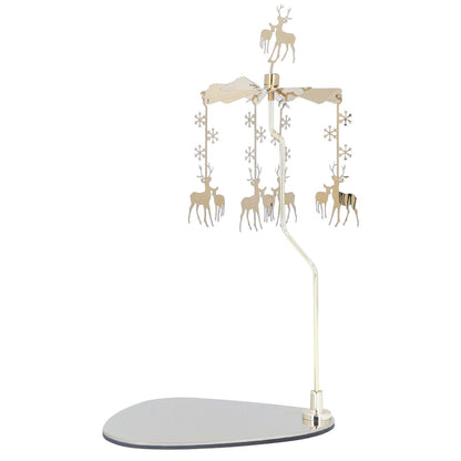 Candle Holder Round Triangle Tray Romantic European Style Stainless Steel Rotating Aromatherapy Wind Chime Candle Holder Snowflake Deer