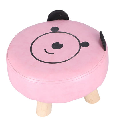 Small Under Desk Footrest Cute Cartoon Ottoman with 4 Stable Log Legs for Children