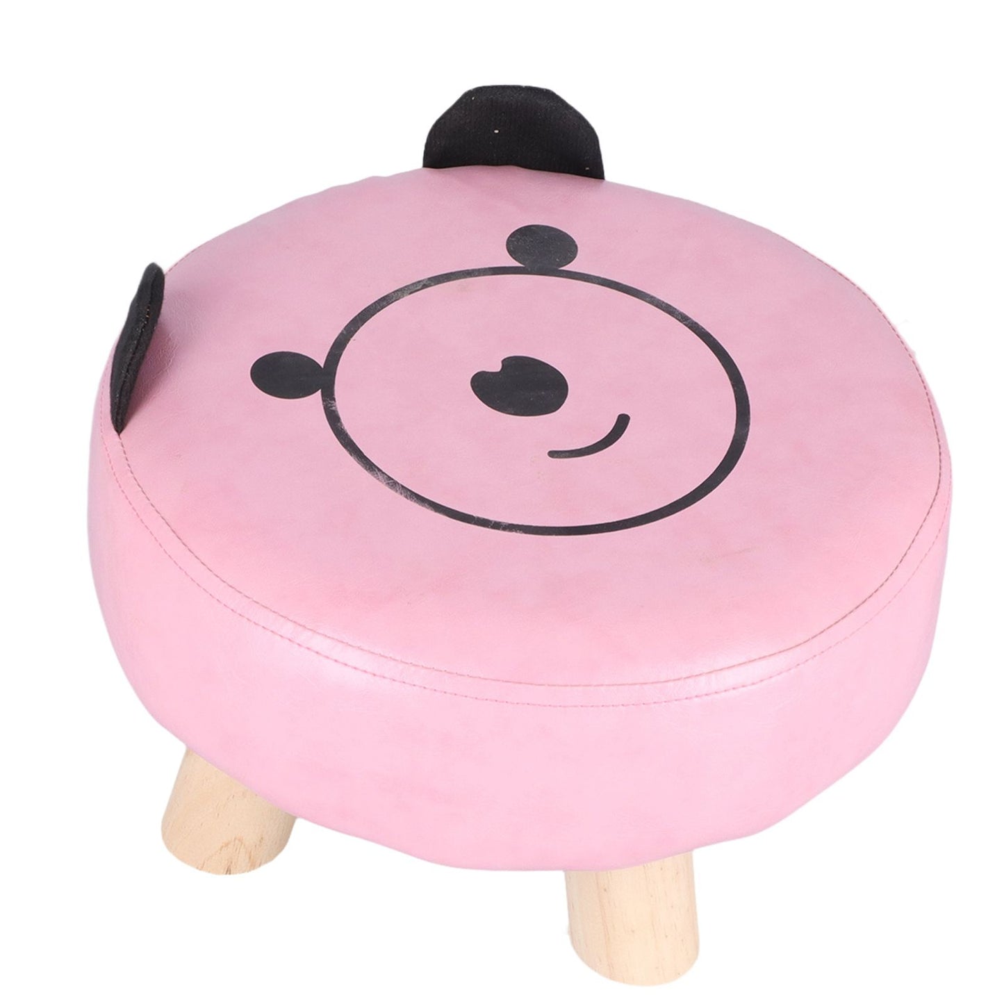 Small Under Desk Footrest Cute Cartoon Ottoman with 4 Stable Log Legs for Children