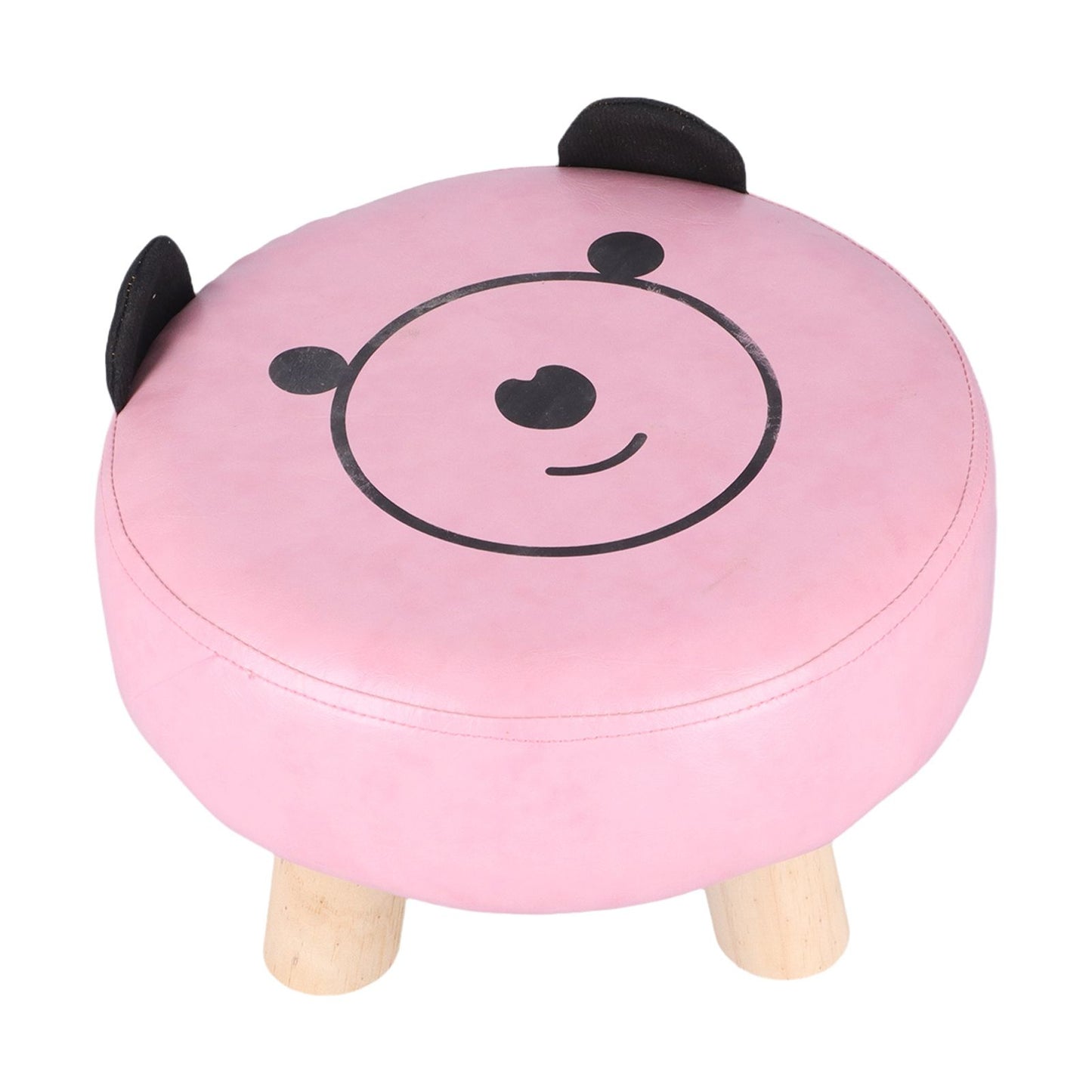 Small Under Desk Footrest Cute Cartoon Ottoman with 4 Stable Log Legs for Children
