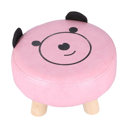 Small Under Desk Footrest Cute Cartoon Ottoman with 4 Stable Log Legs for Children