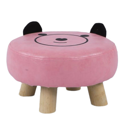 Small Under Desk Footrest Cute Cartoon Ottoman with 4 Stable Log Legs for Children
