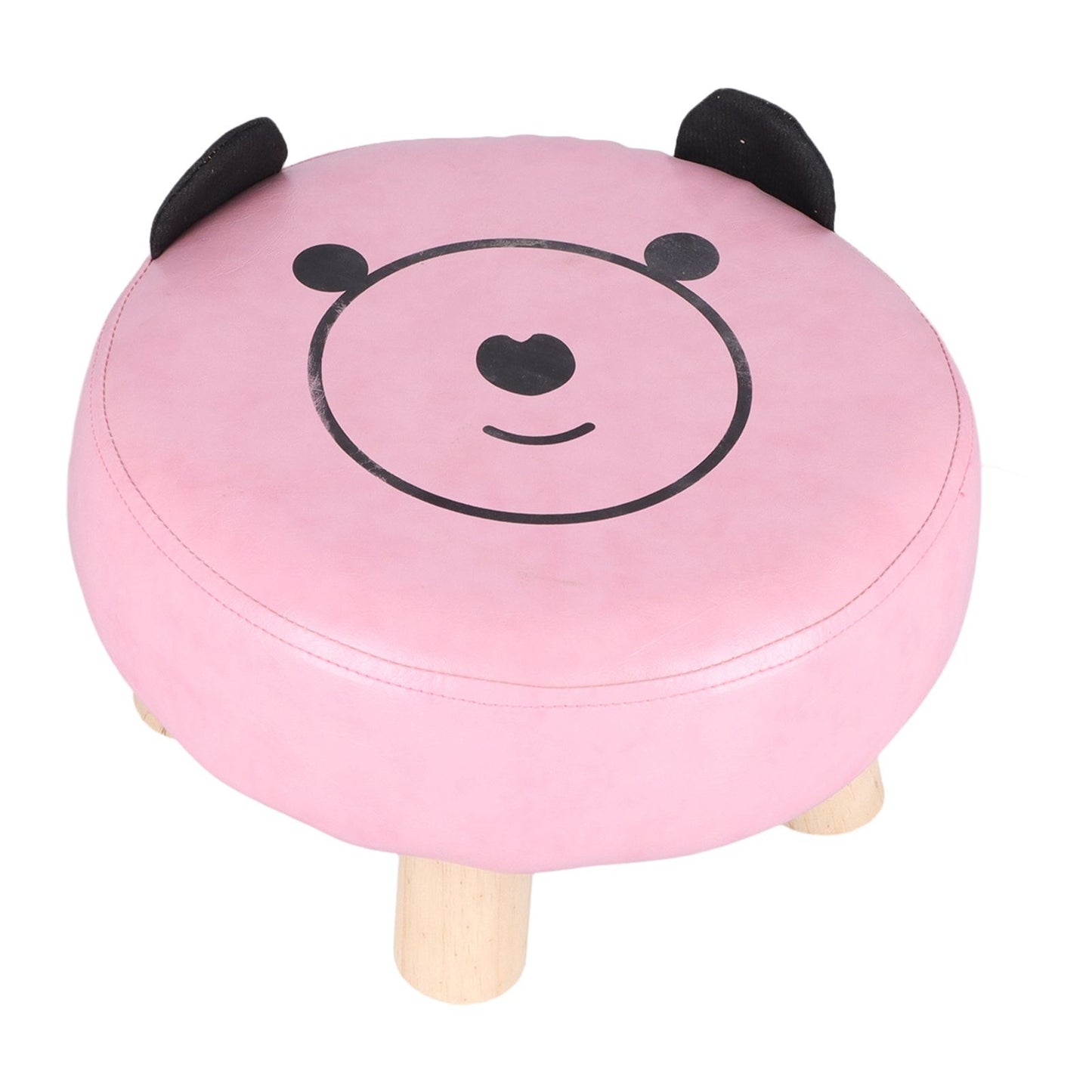 Small Under Desk Footrest Cute Cartoon Ottoman with 4 Stable Log Legs for Children