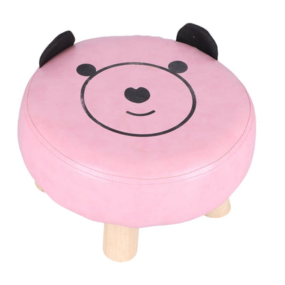 Small Under Desk Footrest Cute Cartoon Ottoman with 4 Stable Log Legs for Children
