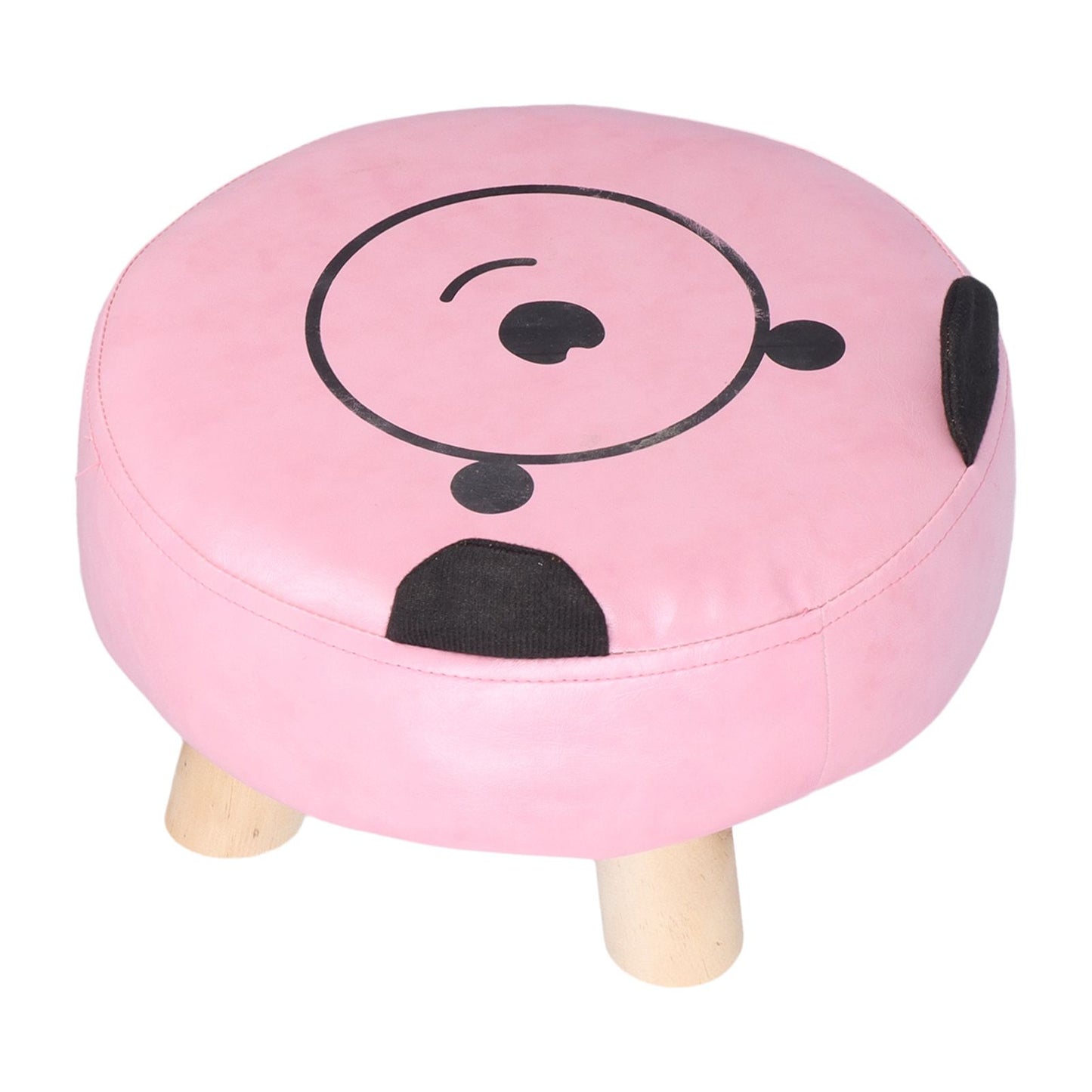 Small Under Desk Footrest Cute Cartoon Ottoman with 4 Stable Log Legs for Children