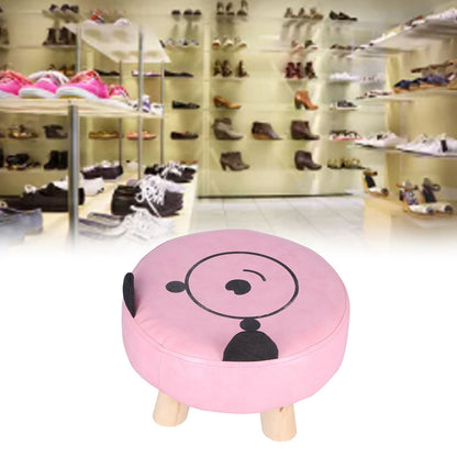 Small Under Desk Footrest Cute Cartoon Ottoman with 4 Stable Log Legs for Children