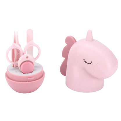Nail Clippers Kit Cartoon Shape Stainless Steel Baby Nail Trimmer with Tweezers Nail File Storage Box for Baby Nail CarePink