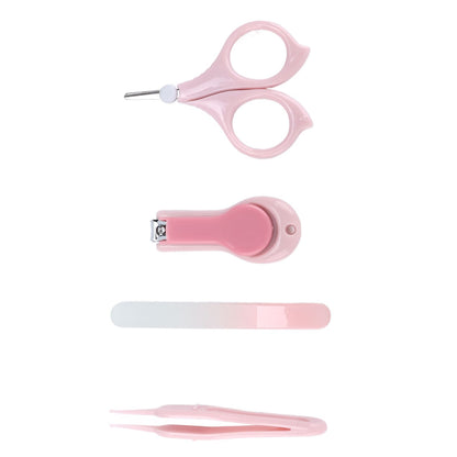 Nail Clippers Kit Cartoon Shape Stainless Steel Baby Nail Trimmer with Tweezers Nail File Storage Box for Baby Nail CarePink