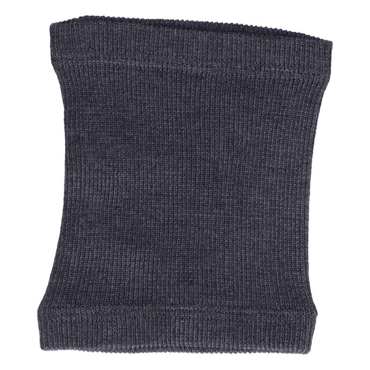 Dog ear warmer hood, dark gray rib-knit fabric with wide cuff opening