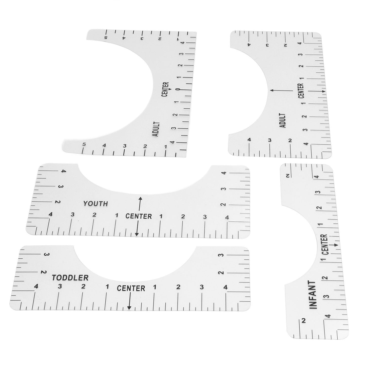 T Shirt Ruler Reusable PVC Shirt Guide Ruler Round Neck Alignment Ruler for Household Office