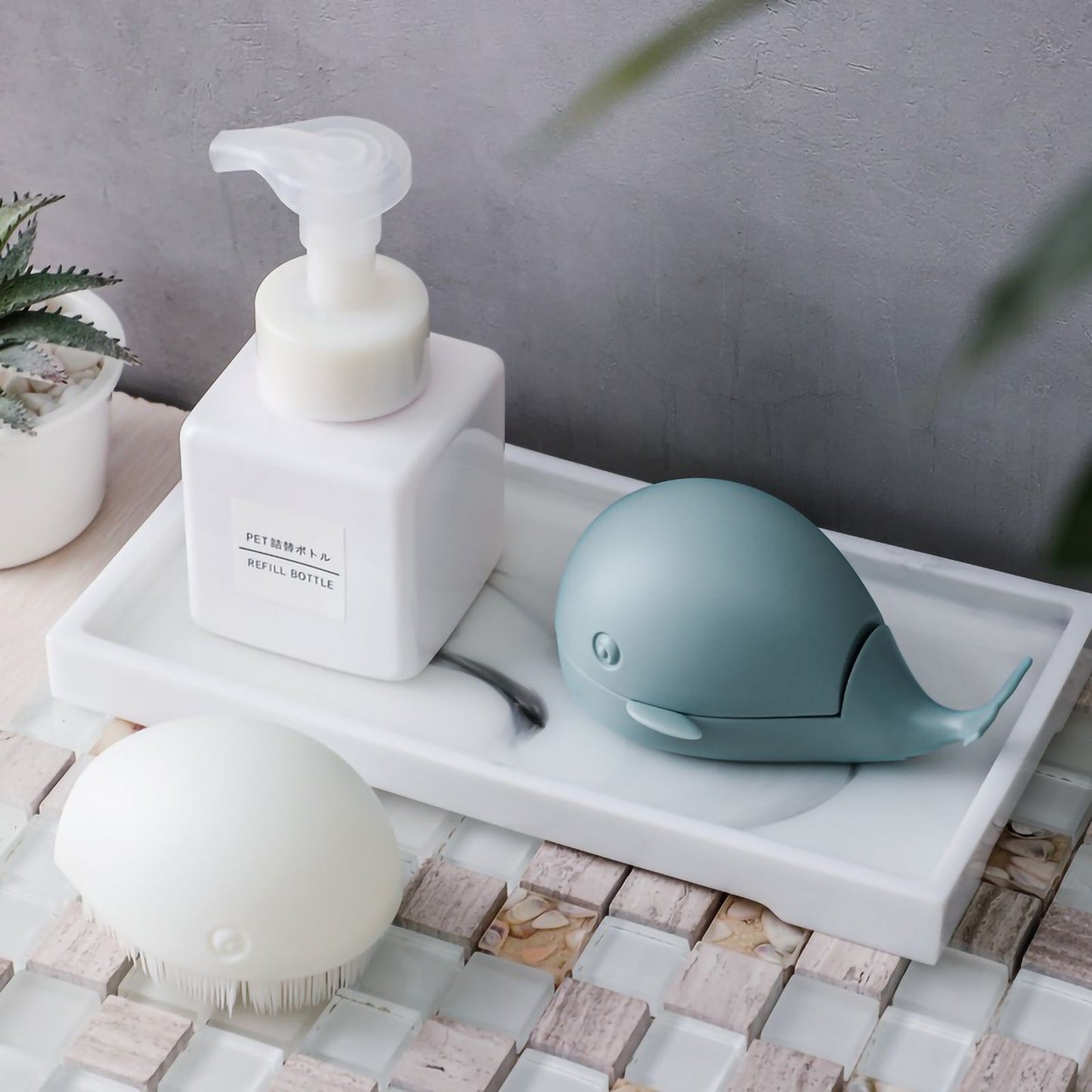 Clothes Cleaning Brush Soft Bristles Cute Whale Shape Portable Shoes Scrubbing Brush for Home TravelWhite