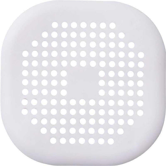 Round white shower drain hair catcher with perforated holes