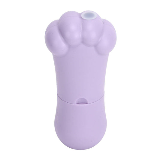 Purple silicone facial ice roller with cat-paw claw shape and round eye-cooling pad