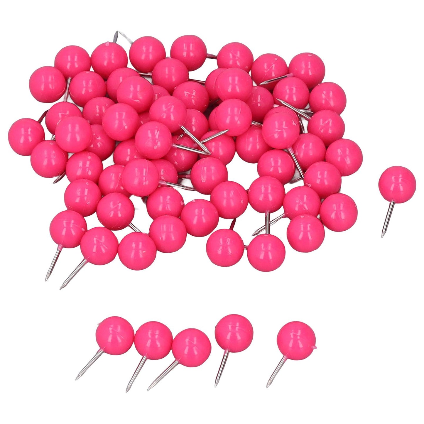100Pcs Push Pins Map Tacks Steel Plastic Decorative Marking Pins for Cork Boards 9.5x20mm Rose Red