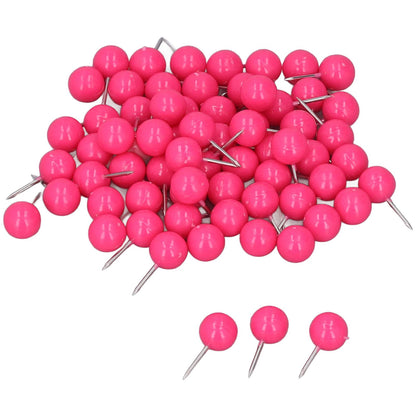 100Pcs Push Pins Map Tacks Steel Plastic Decorative Marking Pins for Cork Boards 9.5x20mm Rose Red
