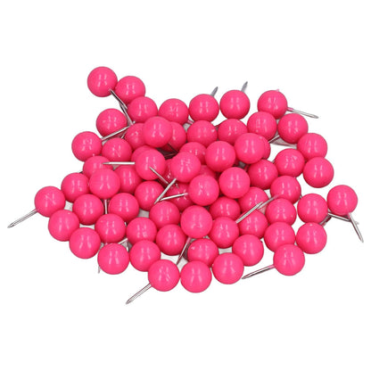 100Pcs Push Pins Map Tacks Steel Plastic Decorative Marking Pins for Cork Boards 9.5x20mm Rose Red