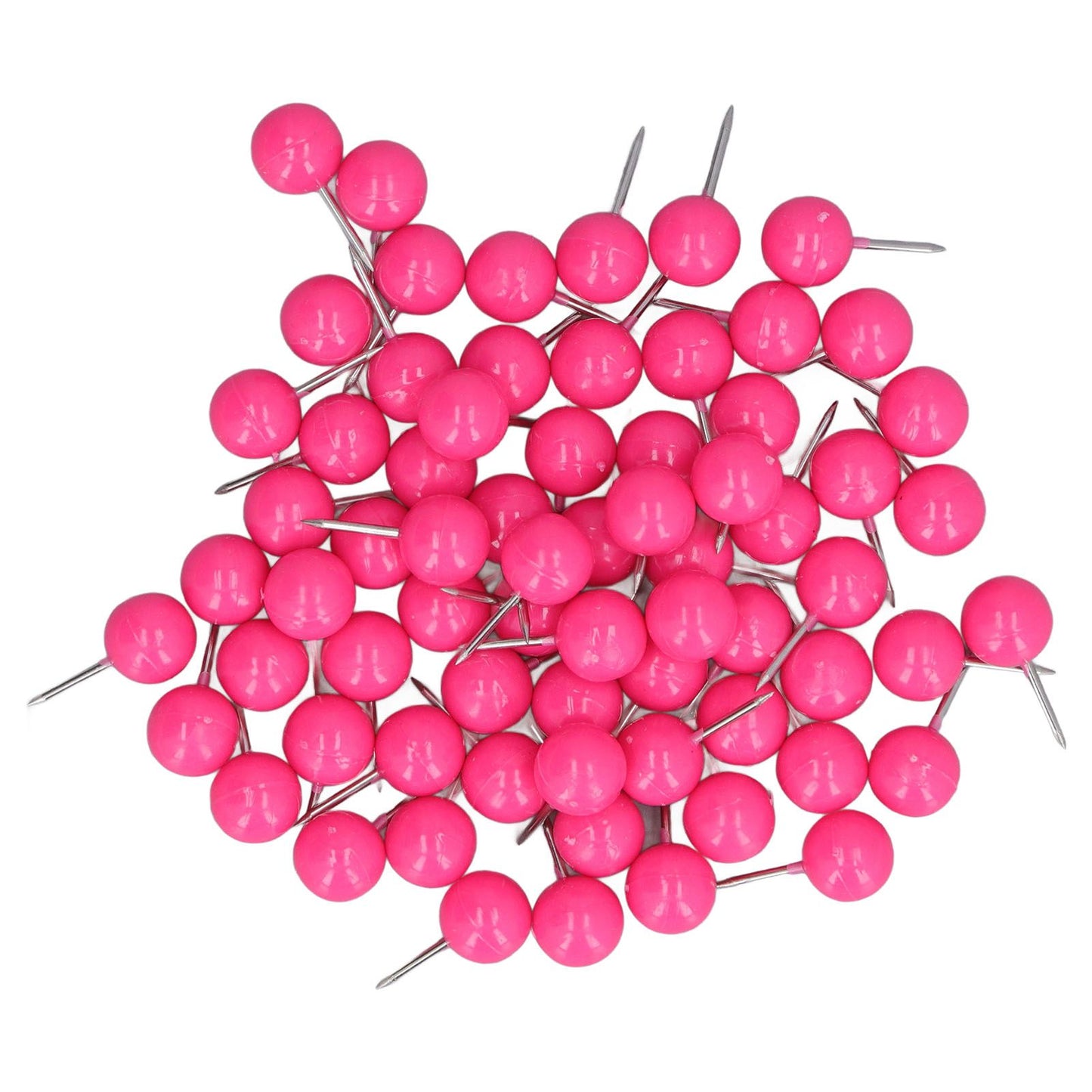 100Pcs Push Pins Map Tacks Steel Plastic Decorative Marking Pins for Cork Boards 9.5x20mm Rose Red