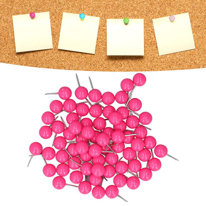 100Pcs Push Pins Map Tacks Steel Plastic Decorative Marking Pins for Cork Boards 9.5x20mm Rose Red