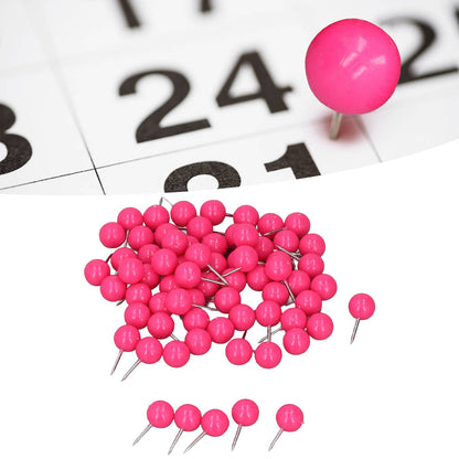 100Pcs Push Pins Map Tacks Steel Plastic Decorative Marking Pins for Cork Boards 9.5x20mm Rose Red