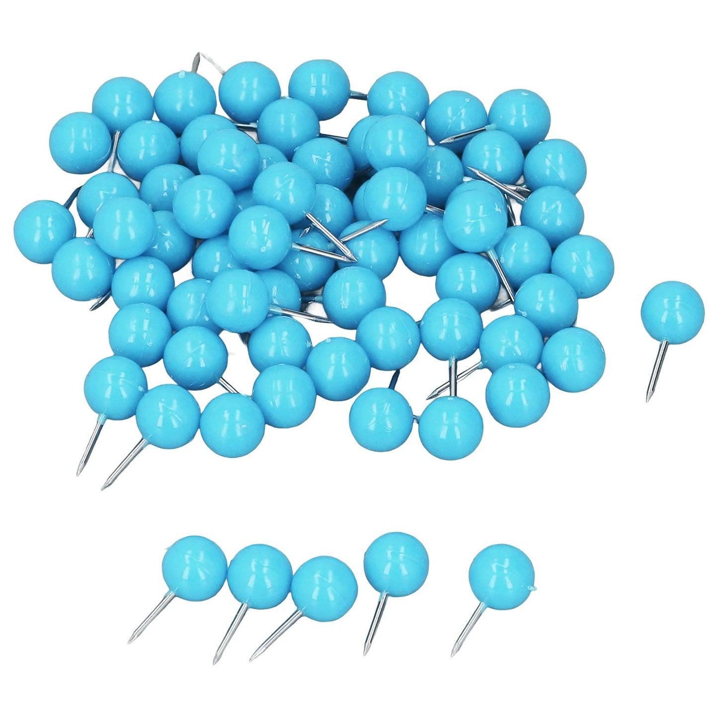 100Pcs Push Pins Map Tacks Steel Plastic Decorative Marking Pins for Cork Boards 9.5x20mm Blue