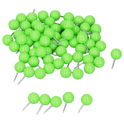 100Pcs Push Pins Map Tacks Steel Plastic Decorative Marking Pins for Cork Boards 9.5x20mm Green