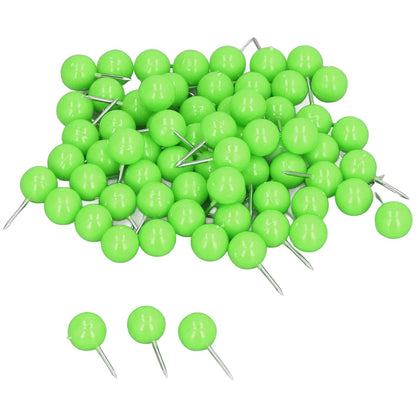 100Pcs Push Pins Map Tacks Steel Plastic Decorative Marking Pins for Cork Boards 9.5x20mm Green