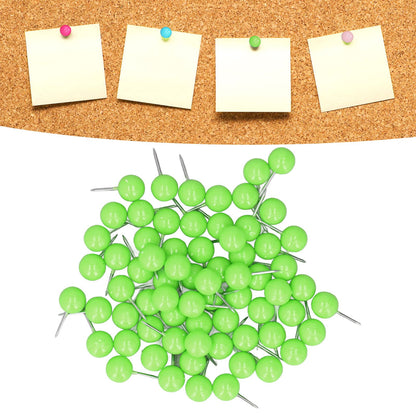 100Pcs Push Pins Map Tacks Steel Plastic Decorative Marking Pins for Cork Boards 9.5x20mm Green