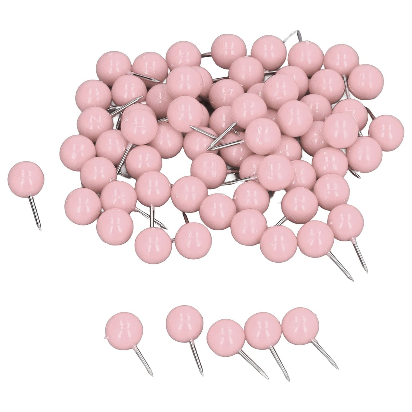 100Pcs Push Pins Map Tacks Steel Plastic Decorative Marking Pins for Cork Boards 9.5x20mm Pink